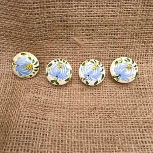 Vintage Hand-Painted Floral Button Covers